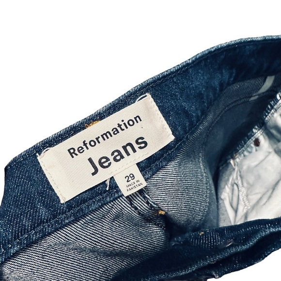 REFORMATION Organic Elan Ultra High Rise Jean Straight Leg Baltic 29 dark wash - Picture 6 of 12